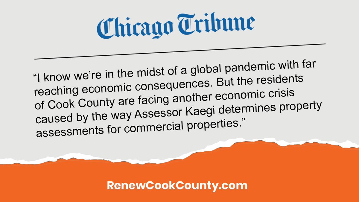 RenewCookCounty's tweet image. Inaccurate property assessments affect the entire regional economy. Working families, small businesses and cities, towns and villages across the county are all affected when @AssessorCook doesn’t get it right.

Learn more at renewcookcounty.com/voices/