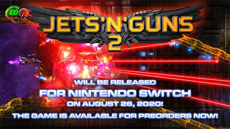 rakeingrass's tweet photo. We are proud to announce the release of Jets'n'Guns 2 for Nintendo Switch on August 26th, 2020. You can preorder the game now!
Video trailer: https://t.co/EELyLYOpoA
Nintendo US: https://t.co/geJAoAniS3
Nintendo UK:https://t.co/b1dQEQlX9H https://t.co/DHAMeNmAzU