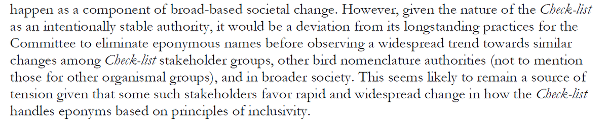 But when it comes to diversity, the NACC has been slow to act, citing the need for "stability" despite good evidence that many English bird names do not reflect the kind of community  @AmOrnith says they want to see. https://osf.io/5yhzj/&nbsp;