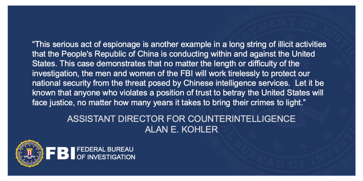 FBI's tweet image. Former CIA Officer Arrested and Charged with Espionage ow.ly/Nb3L50B1QvU