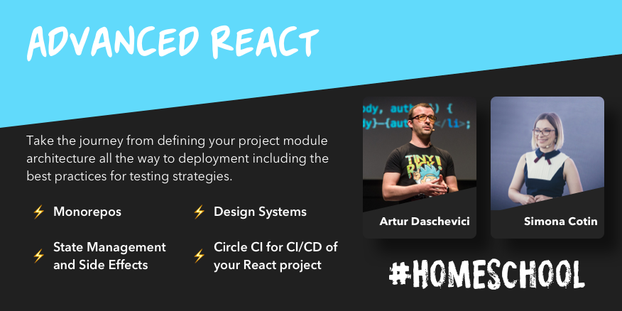 senzo_HQ's tweet photo. .@simona_cotin &amp; @arty_das teach ADVANCED REACT, starting 6 September. 
Just 4 weeks at 4 hours per week to get your practical skills in using React up to the mark - get your place now! 
https://t.co/q5xCpkVGeK
#reactjs #javascriptdeveloper #developertraining #javascripttraining https://t.co/3EajO5gcnV
