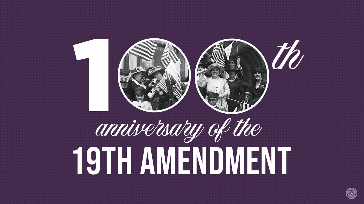 Today marks the 100th anniversary of the ratification of the #19thAmendment officially recognizing women’s right to vote.

We celebrate this historic moment in our nation’s history.