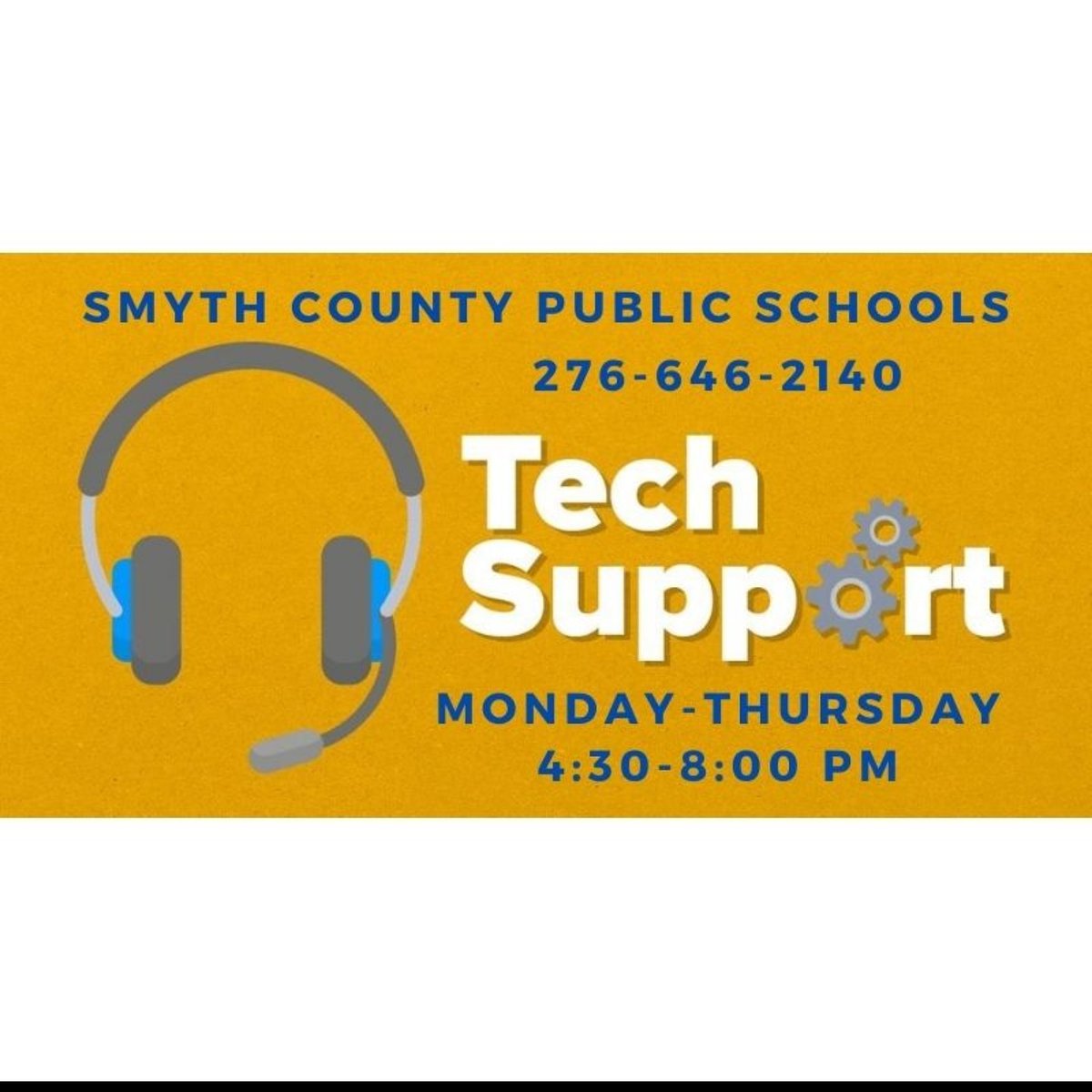 tyates04's tweet photo. Tech support for students as we go virtual this Thursday! #smythcountyva https://t.co/IJz4NkVC0q