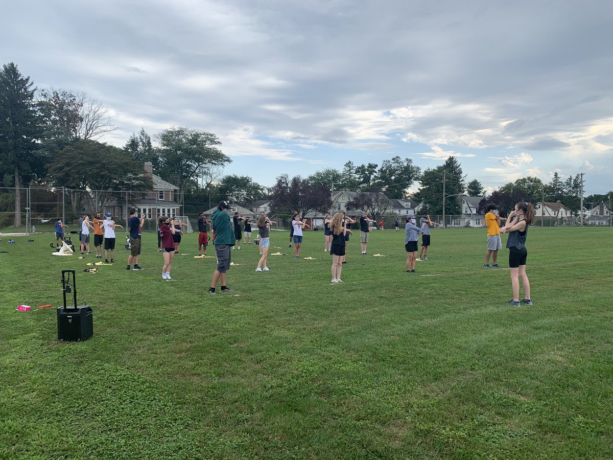 bands_hms's tweet photo. Socially distanced band camp, day 1!  The HHS Competition Band is full of #hpride https://t.co/E8YyDzIpyD