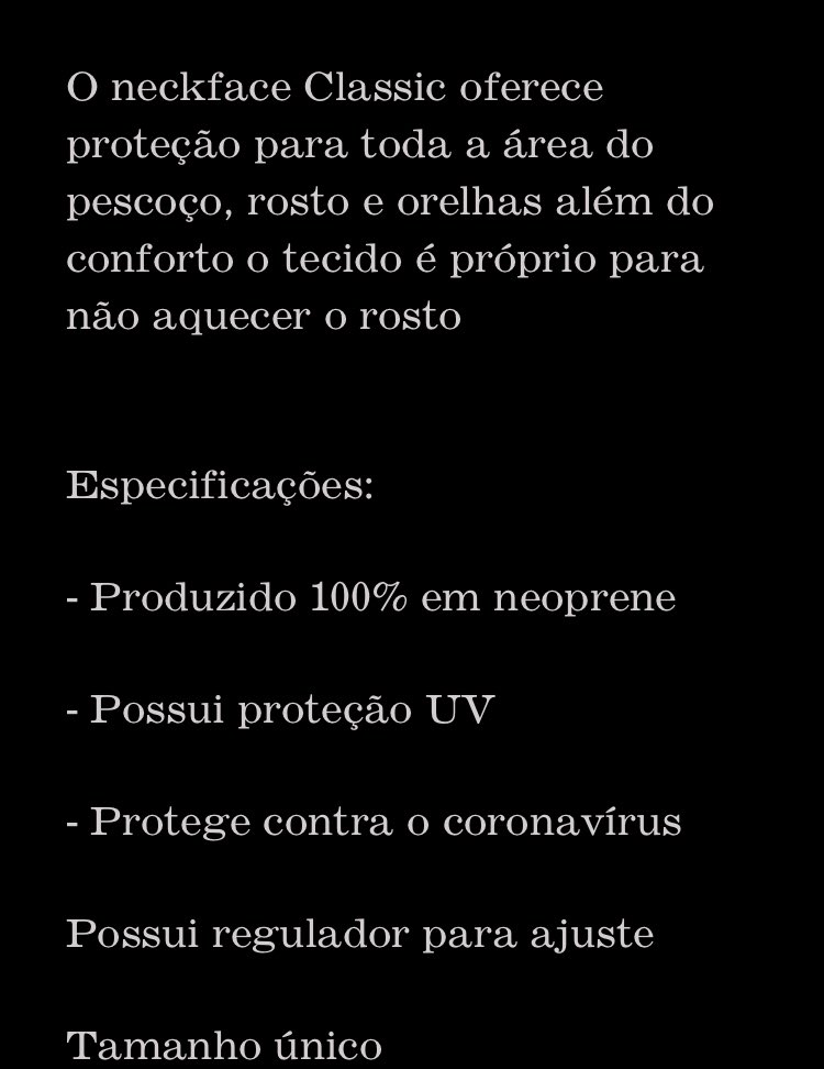 Captivebrazil's tweet photo. A máscara neckface “Classic” oferece proteção para toda a área do pescoço, rosto e orelhas além do conforto o tecido é próprio para não aquecer o rosto
 Veja mais em: https://t.co/7nzfFkWmkM https://t.co/14TzOPF5gN