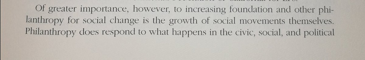Great final para to the Bothwell chapter in Faber & Mccarthy, on the way in which foundation funding for movements often only follows after prior growth/success has lowered risk profile. Again, feels very 2020-apt.