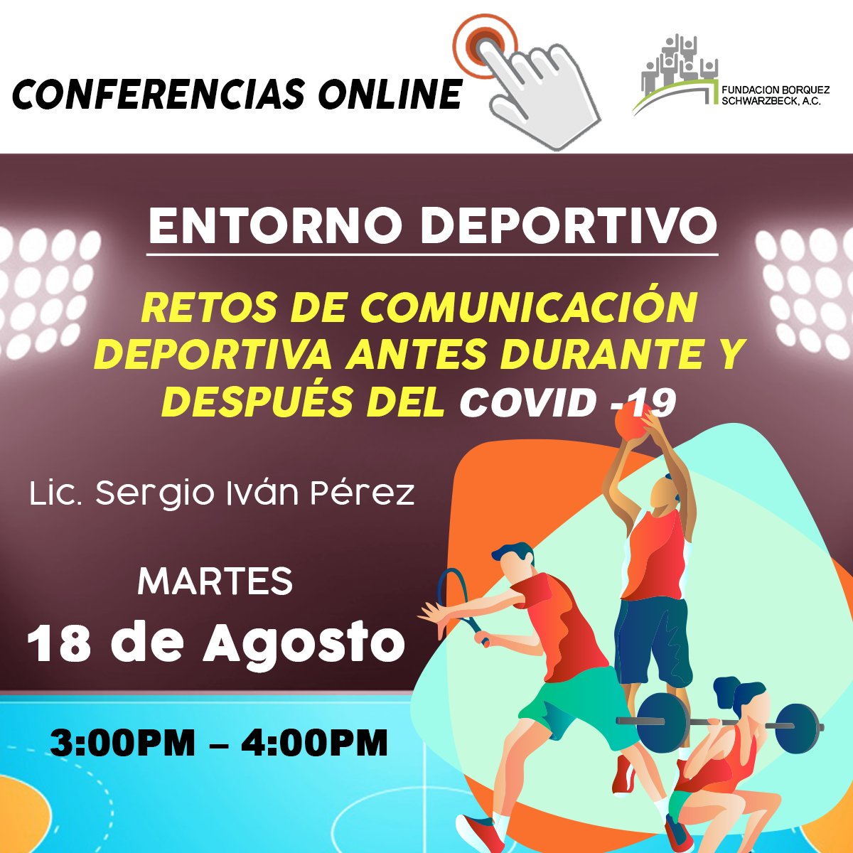BorquezAc's tweet photo. Repetición: Conferencia virtual: "Retos de Comunicación Deportiva Antes, Durante y Después del COVID 19". Martes 18 de Agosto a las 3:00 PM en Deportivos FBS 

Únete aquí: https://t.co/YoaTCHdPZH https://t.co/Pm5BvhuCoa