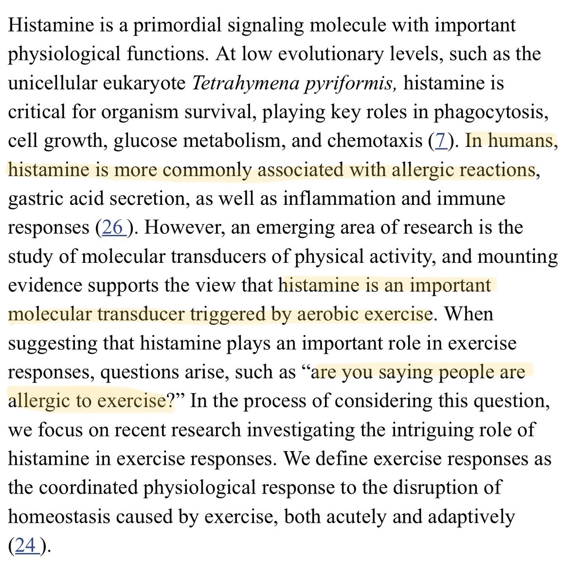 This is an excellent article on the role of histamine in exercise. Worth reading for anyone with an interest in  #MECFS or  #MCAS.  https://www.ncbi.nlm.nih.gov/pmc/articles/PMC5161583/