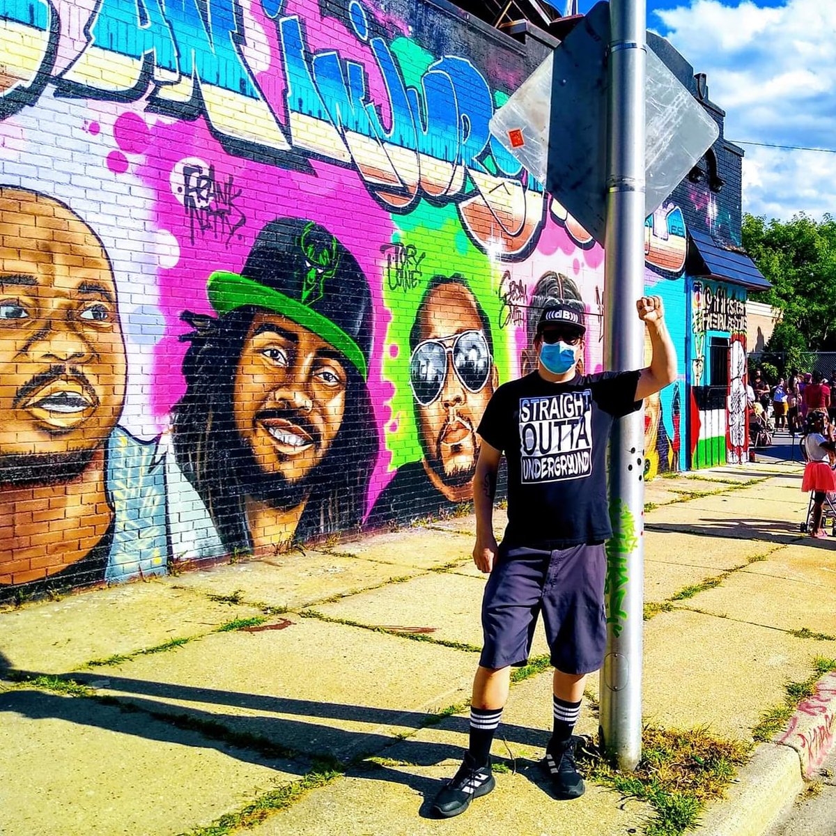 j37h3r's tweet photo. Photos from yesterday at the mural unveiling on 14th and Vliet honoring today's Black leaders, activists, artists, and influencers in Milwaukee. We provided the @massivemag soundsystem to literally help #amplifyblackvoices in our community. Block party with #BLM protesters too! https://t.co/MkTpgW3SeY