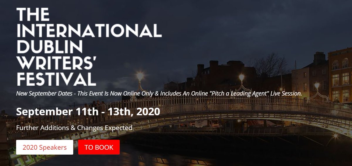 Pitch an agent or learn from world-class experts on adapting a novel for the screen or enjoy twenty+ other sessions at this year's International Dublin Writers' Festival Online: internationaldublinwritersfestival.com