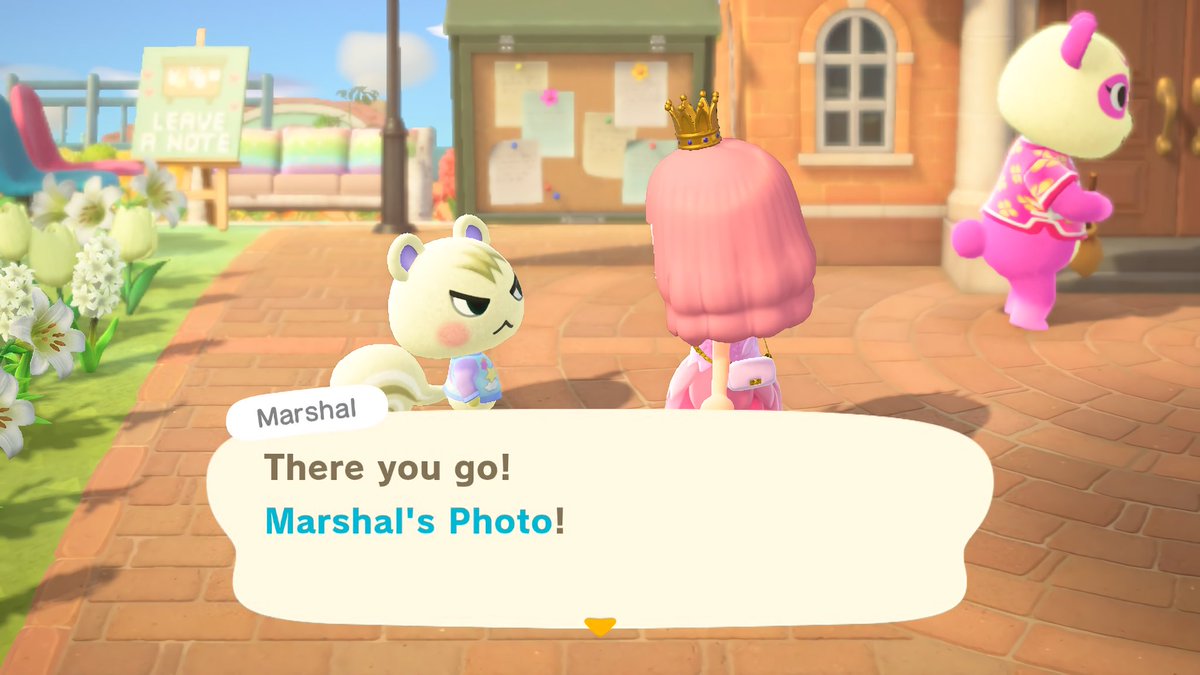 virtuousisland's tweet photo. 🥳 Lil Marshal gave me his photograph! 🤩 My favorite lil guy in the game! Pink cheeks for life 💞 LOOK AT HIS LIL TIE! ✨ #ACNH #ACVillager #ACMarshal #AnimalCrossing https://t.co/ZPvGrcGQPx