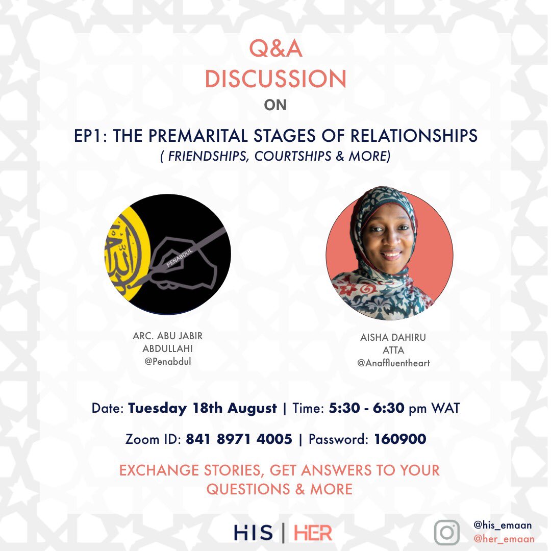 her_emaan's tweet image. Join us Insha Allah later today to continue our discussion on building and managing relationships the Halal way before marriage.