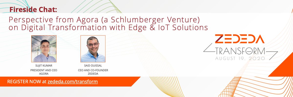 ZededaEdge's tweet photo. Two of the leading voices in #Edge and #IoT— 
@ZededaEdge CEO @souissal &amp; CEO Sujit Kumar —meet to talk about digital transformation at this Wednesday's ZEDEDA Transform FREE, virtual conference. Register Here👇:
https://t.co/ymCBdovhKD https://t.co/IfTn4fXmna