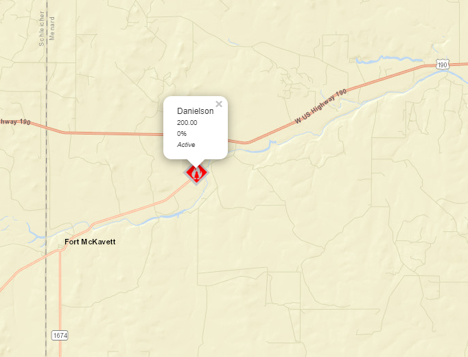 AllHazardsTFS's tweet photo. Alert: Texas A&amp;M Forest Service is responding to a request for assistance on the #DanielsonFire in Menard County. The fire is an estimated 200 acres and 0% contained. #txfire https://t.co/UIvuT2TL36