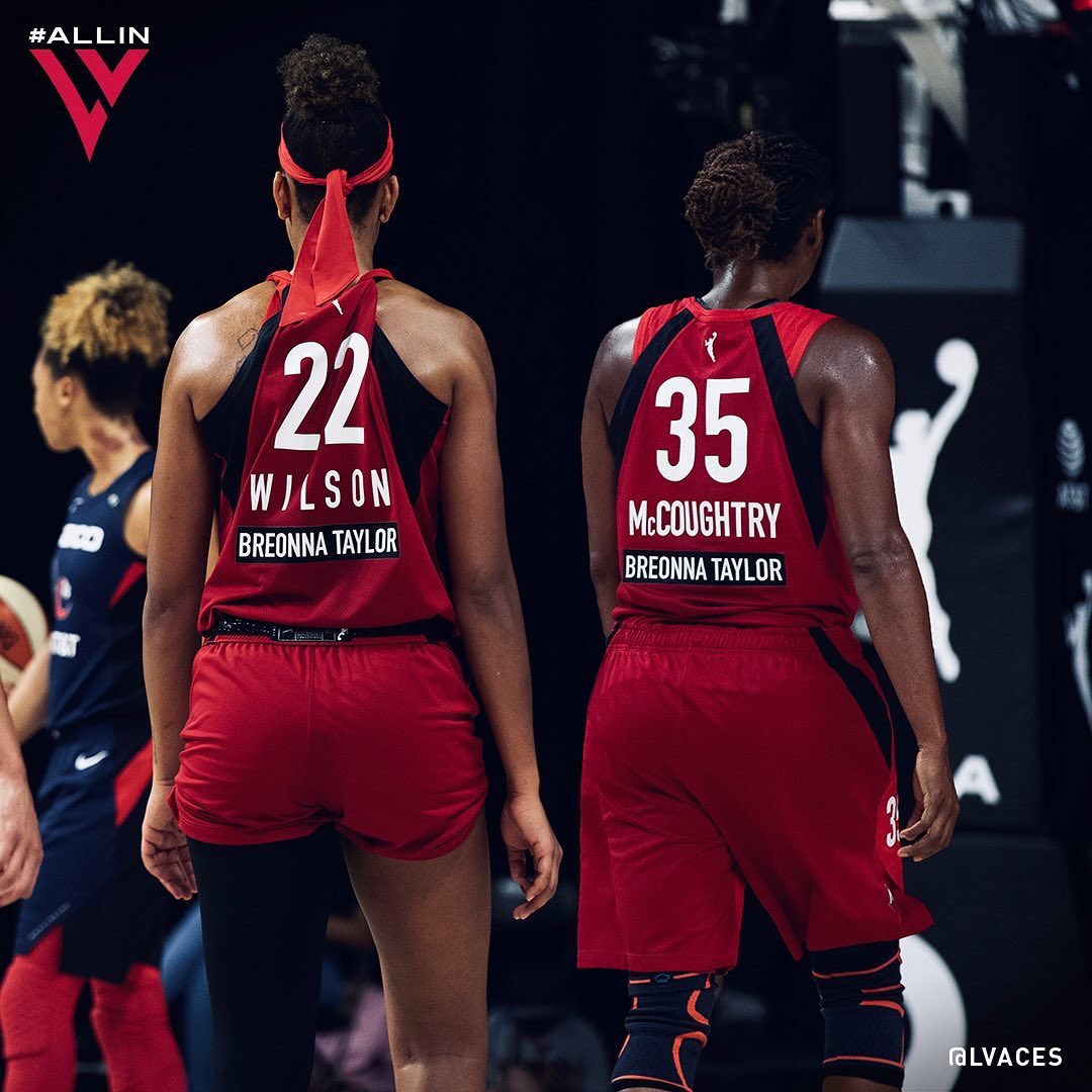 . @angel_35 made the original suggestion to the WNBA to include names of victims of police brutality and social injustice on players’ jerseys this season, which led to Breonna Taylor’s name being displayed on the back of all players’ jerseys.