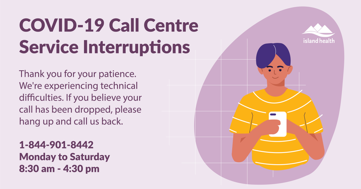 VanIslandHealth's tweet image. Your safety is important to us. Thank you for your understanding as we work to resolve the issue. #COVID19IslandHealth