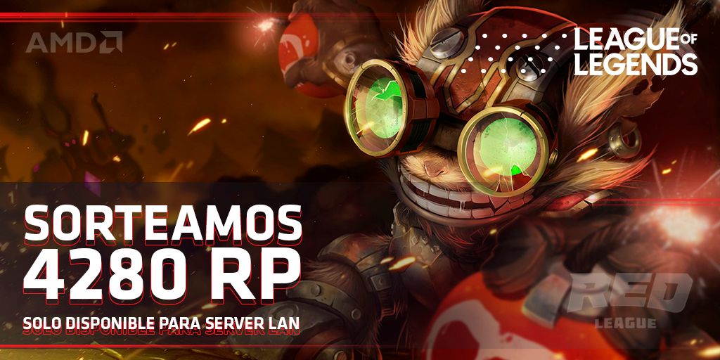 AMD_RedLeague's tweet photo. 💥 ¡GRAN SORTEO BOMBA 3RA EDICIÓN! 💥 Sorteamos UN PACK DE 4280 RP PARA SERVER LAN.⠀
⠀
Para participar del sorteo debes ir a nuestro perfil de IG y seguir los pasos: https://t.co/bSAgpnIGyt. Tienes tiempo hasta el 22/08 a las 19 hs GMT-3.

#SorteoGamer #SorteoRiotPoints #RPLan https://t.co/8WRXfMuV7x