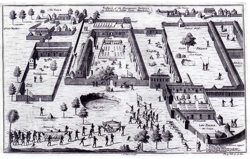 #125: Origins of FactoriesAfter captives reach the coast, those destined for the Atlantic trade went to fortified structures called factories, which served as a holding and seasoning location. The first was built in 1481 at Elmina on the Guinea Coast by the Portuguese.
