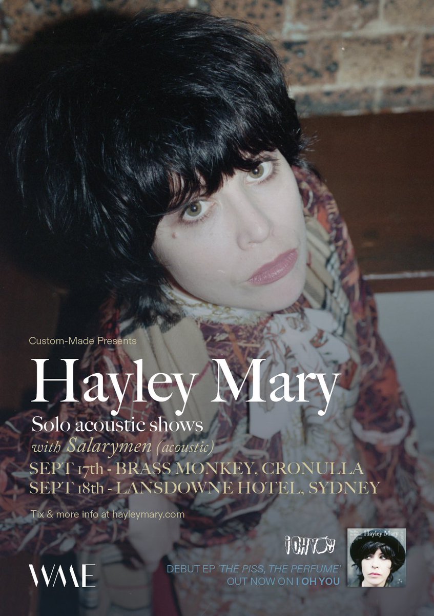 hayleymarymusic's tweet image. Pleased to announce I’m playing some solo acoustic shows in Sydney, Sept 17 &amp;amp; 18. Tix on my website hayleymary.com