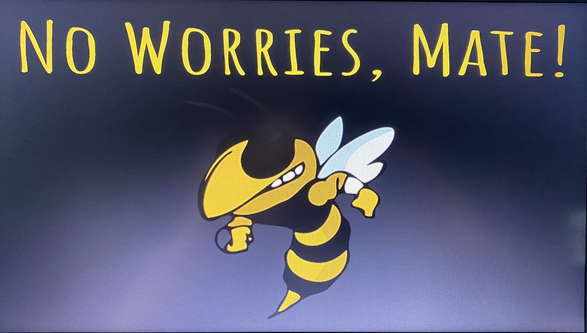 First day back was strange not being able to celebrate &amp; take our staff somewhere special! But seeing their faces more than made up for it! My goal is take as much pressure &amp; stress off our staff this year, so we went with a Kiwi saying as a reminder “No worries, mate” #FLHornets