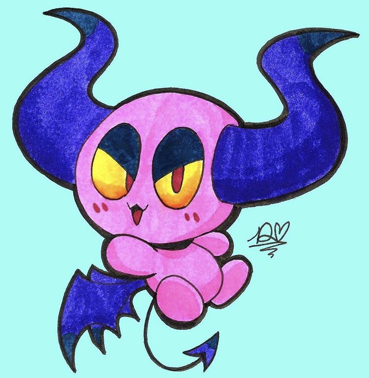 Chippy the chipper demon is primarily based on Dark Chao (many of my OCs are). As for its horns they’re similar to Zavok’s