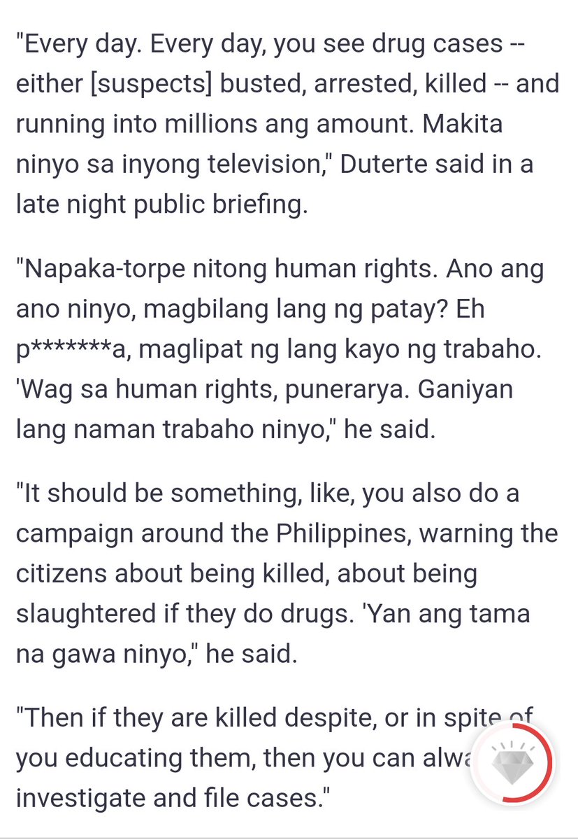 IndayAngBato's tweet photo. As President Duterte announced that Metro Manila is back to GCQ... 

his statement about human rights is actually on point. Bakit nga ba puro na lang puna ang ginagawa ng human rights advocates? Paano na yung mga nabiktima at nabibiktima ng drugs, yung narerape, pinapatay? https://t.co/XKRRzULHsK