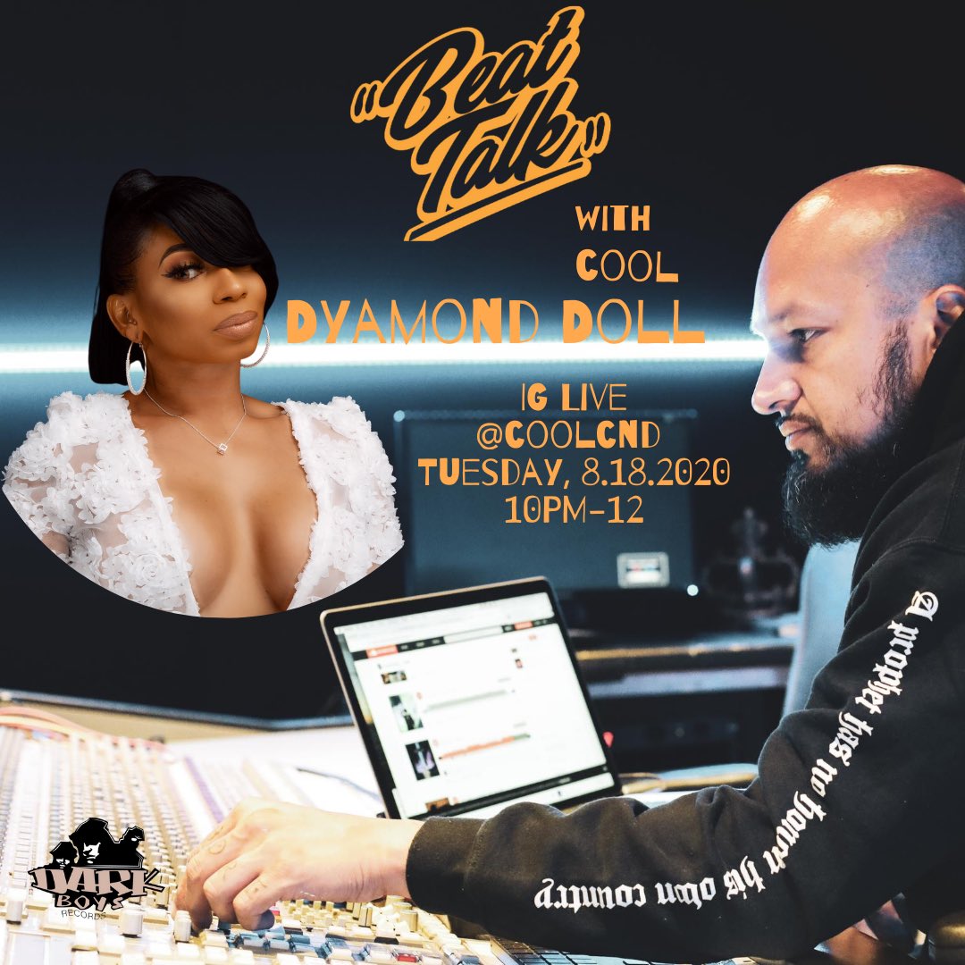 ・・・
IG Live This Tuesday 10pm to 12am with Super Producer @coolcnd !!!! <a href="/dyamonddoll/">Dyamond Doll</a> x @coolcnd Sit Down And talk about Her Album “ Dyamond In The Rough” The producers the Engineers The entire process of Putting a Full body of work together in 2020 
🔥🔥 cc <a href="/iamludiaz/">Lu Diaz</a>