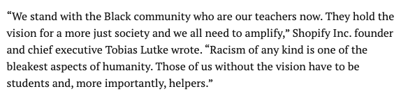 Which double-faced, two-timing tech companies are "anti-racist" and also helping Trump get re-elected? A thread. Let's start with  @Shopify, Trump's one-stop MAGA shop.