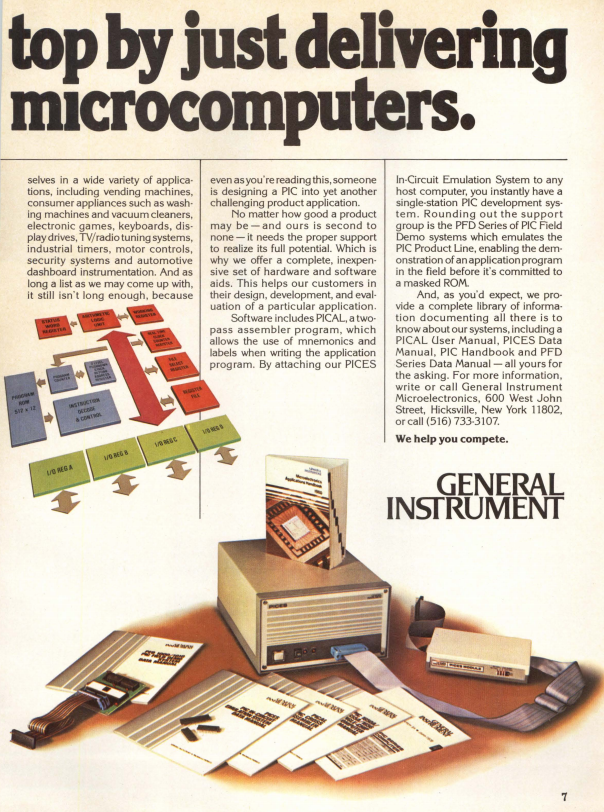 very early PIC microcontroller ad from 1980.