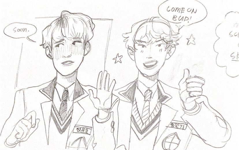 Some sketches of yunho and Mingi from my sketchbook 