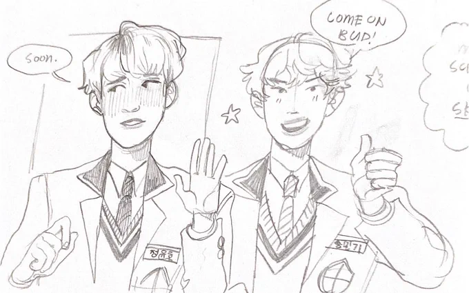 Some sketches of yunho and Mingi from my sketchbook 