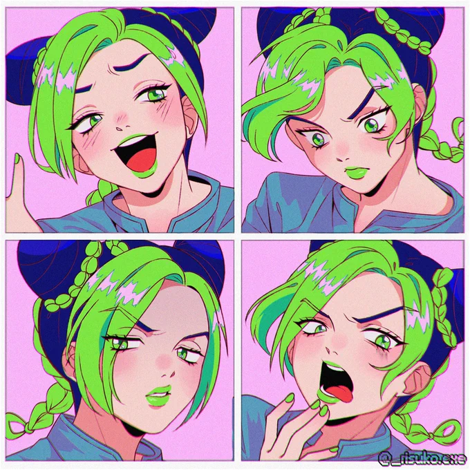 🦋 Some redraw of Jolyne's expressions for practice! 🦋

I just started Stone Ocean I 'd say that she already is one of my favorite jojos, her personality is just perfect ಥ_ಥ

#JoJosBizarreAdventure #ジョジョの奇妙な冒険 #digitalart #fanart #jolynekujo 