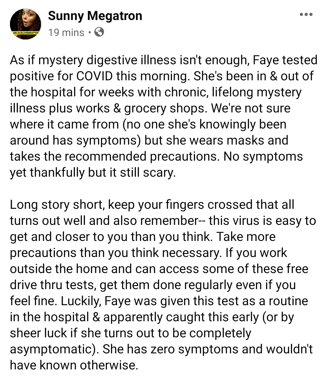 1 pic. If you've been following my 18yo's mystery illness saga--she now has COVID. More info in attached screenshots. #NoAdvicePlease Also please reply w/the free testing locations you know of + your city. It's important to get tested regularly, ESPECIALLY if you work w/the public. https://t.co/Wmu8oY7tnN