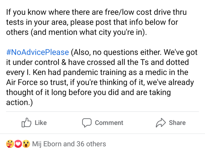 Sunny Megatron | Sexologist & Kink Educator - 2 pic. If you've been following my 18yo's mystery illness saga--she now has COVID. More info in attached screenshots. #NoAdvicePlease Also please reply w/the free testing locations you know of + your city. It's important to get tested regularly, ESPECIALLY if you work w/the public. https://t.co/Wmu8oY7tnN