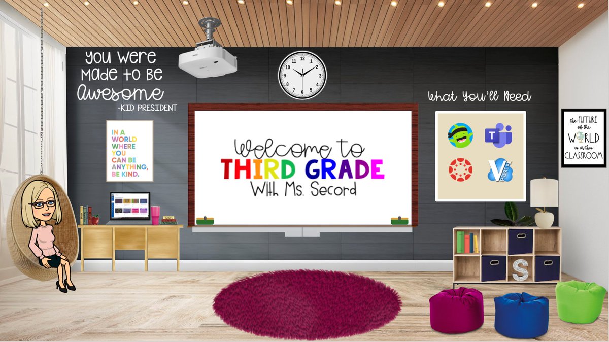 RachelSecord's tweet photo. Hopped on the bitmoji classroom train this weekend! Pretty excited about how it is turning out! Stay tuned for more bitmoji classrooms! #bitmojiclassroom #funin3rdgrade #interactiveclassroom https://t.co/oT4gW7VMIA