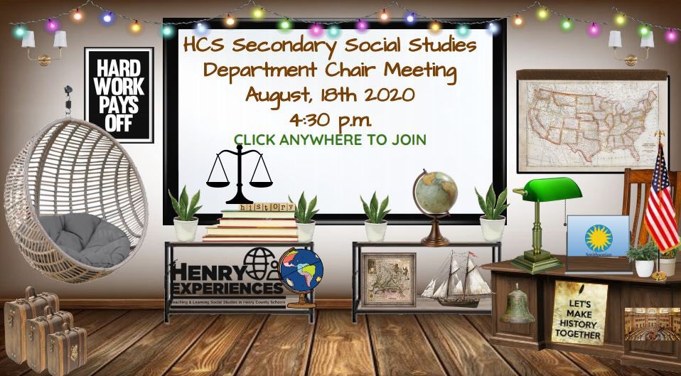 LeahWetzler's tweet photo. You’ve gotten the 📧, you’ve accepted the 🗓 invite, &amp; now the 🕰 has come: We can’t wait to see you secondary SS department chairs tomorrow @ 4:30! Don’t forget to designate a proxy in your absence—we’ve got tons to share! https://t.co/VvkKtplTpg @SocialSt_HCS @melissa_shaddix https://t.co/btUPLCsM1H