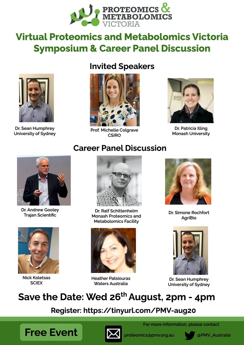 Join us on Wednesday the 26th of August for our next Symposium! We are holding invited speakers as well as a careers panel for the next generation of PMV recruits!

Register now at tinyurl.com/PMV-aug20
Sign up for PMV today! pmv.org.au/member-laborat…