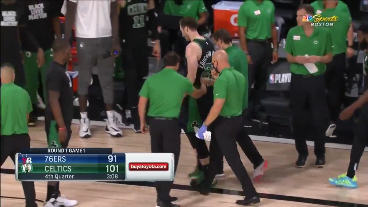 Gordon Hayward limps off court after right ankle sprain in Celtics' Game 1  win over 76ers - 6abc Philadelphia, image size:1200x675