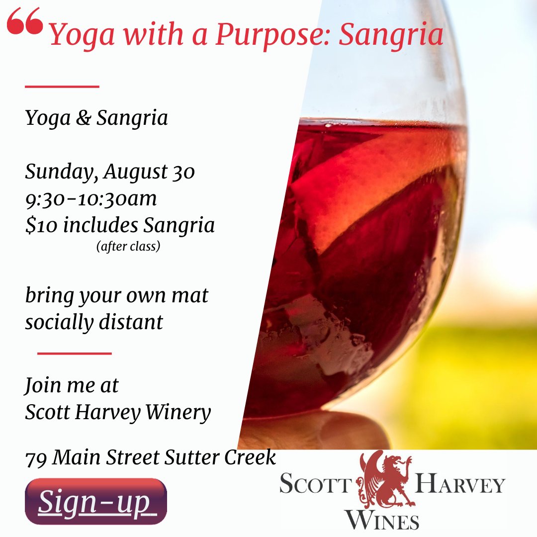 StudioLaurus's tweet image. Yoga w/a Purpose: Sangria-Join Us vAug 30, 9:30 am Scott Harvey Winery - Just $10, includes post yoga sangria, raffles and fun @scottharveywine, #yogasangria, #wine&amp;amp;wellness
