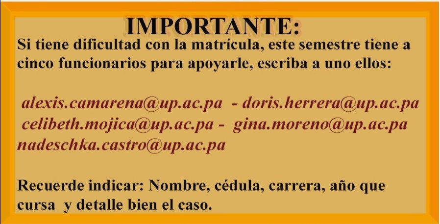 📣Mañana inicia la semana de Matrícula para el II Semestre del 2020 👈🏻 si tienes alguna dificultad, hay 5 administrativos dispuestos a ayudarte.
Solo tienes que escribirles con tus datos personales y tu caso, ellos estarán disponibles para resolver tu situación 📌
#NoEstasSolo