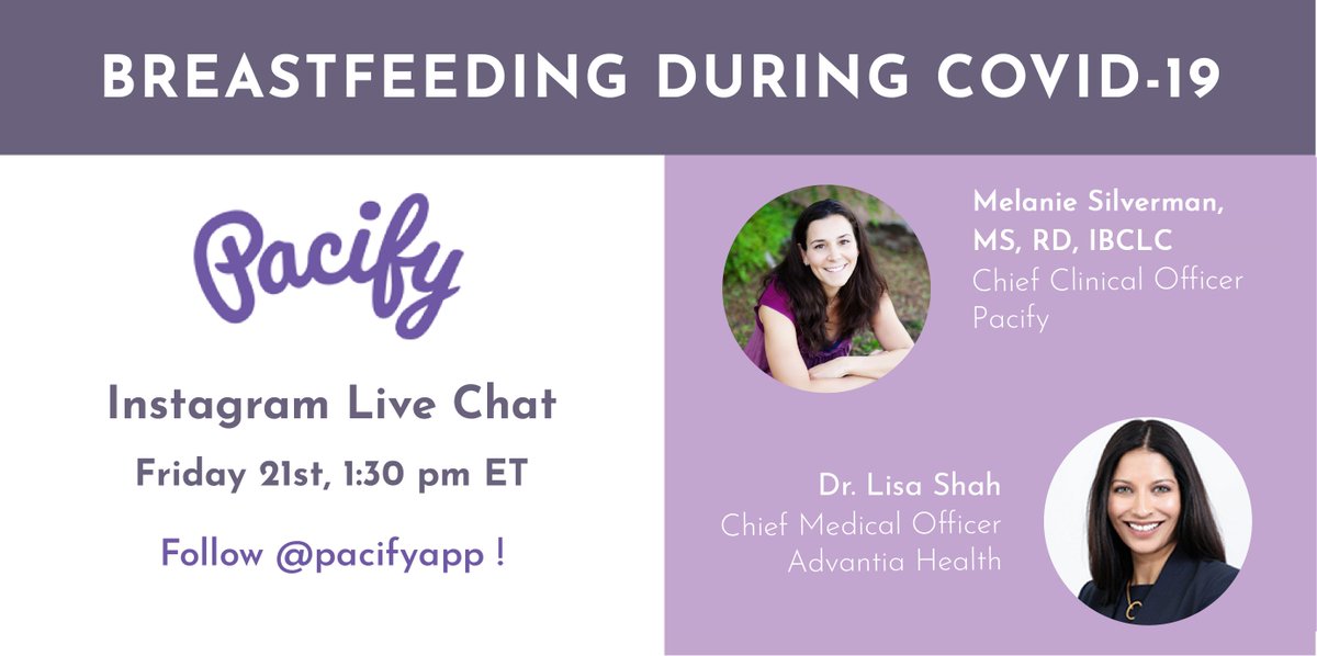 AdvantiaHealth's tweet photo. This Friday, Advantia Health's Chief Medical Officer @DrLisaShah and our @pacifyapp's Chief Clinical Officer Melanie Silverman will discuss how the pandemic changed #breastfeeding and healthcare on Instagram Live. Follow @pacifyapp on Instagram to hear their expertise! https://t.co/YFCoU0VQcy