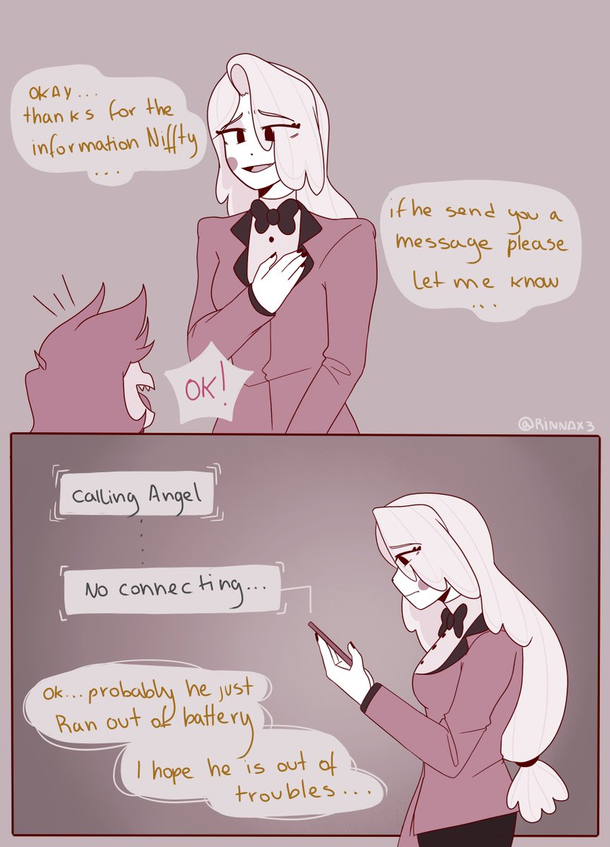 Rinnax3's tweet photo. Part 3, page 46 to 48, FINALLY, sorry for the wait but here IT IS!!! color by @misakiing_  #HazbinHotel #radiodust https://t.co/jcQh44bqqO