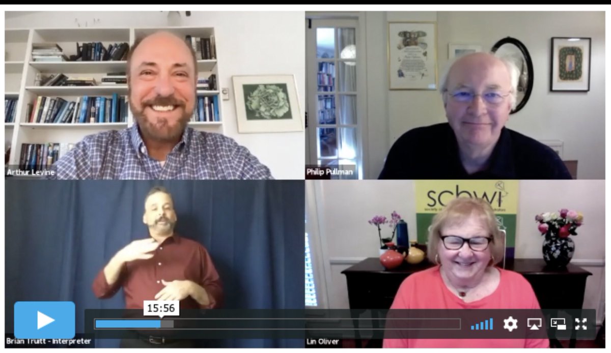 @ArthurALevine1 @amybgreiner The pleasure is mine! This very moment  @ArthurALevine you are on my screen —as I am now watching the REPLAY of you talking & laughing with @PhilipPullman  in the Friday Kick-Off of the 2020 #SCBWISummerSpec. Many thanks for a wonderful conversation. CHEERS~