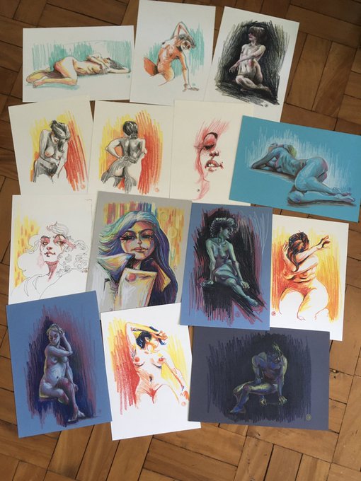 Some "quarantine experiments". Pen, ink, color pencils, dermatograph pencils and wax crayons over paper &amp; color paper. #gesturedrawing #lifedrawing #TraditionalArtist #Sketches 