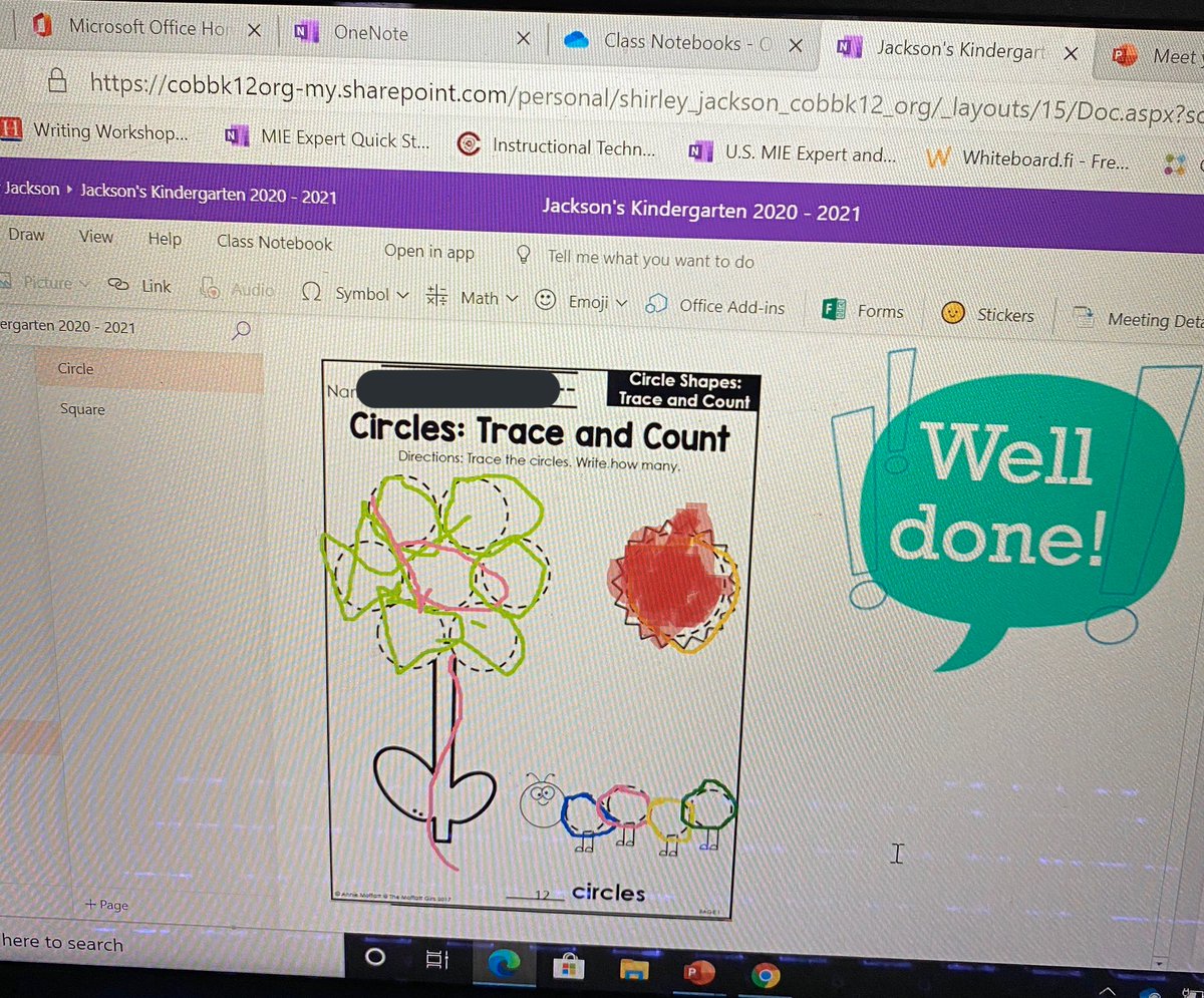 Who says Kindergarten can’t use <a href="/msonenote/">Microsoft OneNote</a> ??? Not this Kindergarten teacher! Love checking their work tonight and giving them stickers virtually! <a href="/CobbInTech/">CobbInTech</a> <a href="/Teach_Serve/">Monica Alicea, Ph.D.</a> <a href="/bellsferryelem/">Bells Ferry</a>