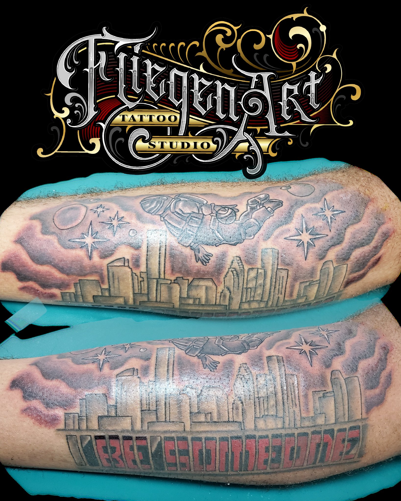 Houston Skyline Temporary Tattoo Sticker  OhMyTat