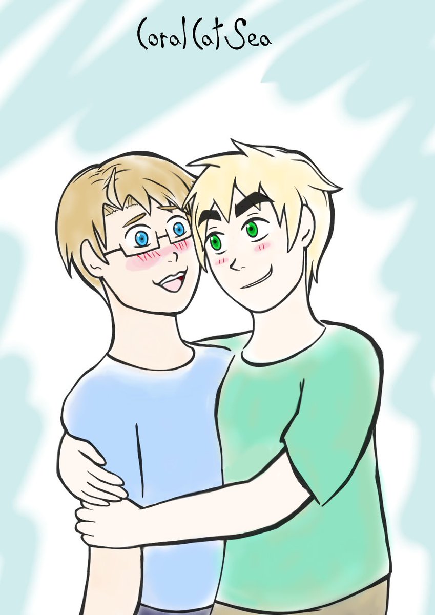 CoralCatSea's tweet photo. My headcanon is that while England  likes his personal space, he can be surprisingly tactile with those he likes/has gotten comfortable with.

#ukus #usuk #hws #aphamerica #hwsamerica #aphengland #hwsengland #hetalia #hetaliaships #hetaliapairings #ArthurKirkland #alfredfjones https://t.co/ewrXqzBSEU