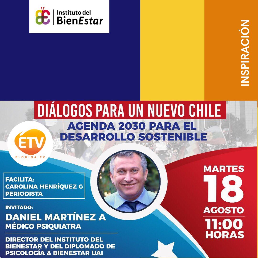 Bienestar_Chile's tweet photo. 📌Te invitamos mañana a las 11:00 am en la Fanpage @elquinatv ,Canal de TV de la Ilustre Municipal de #Vicuña, para que conversemos sobre la agenda 2030 para el desarrollo sostenible 🌱✨ junto a nuestro Director Daniel Martínez,
#Desarrollosostenible #bienestar #comunidad https://t.co/F3Vi99MN8M