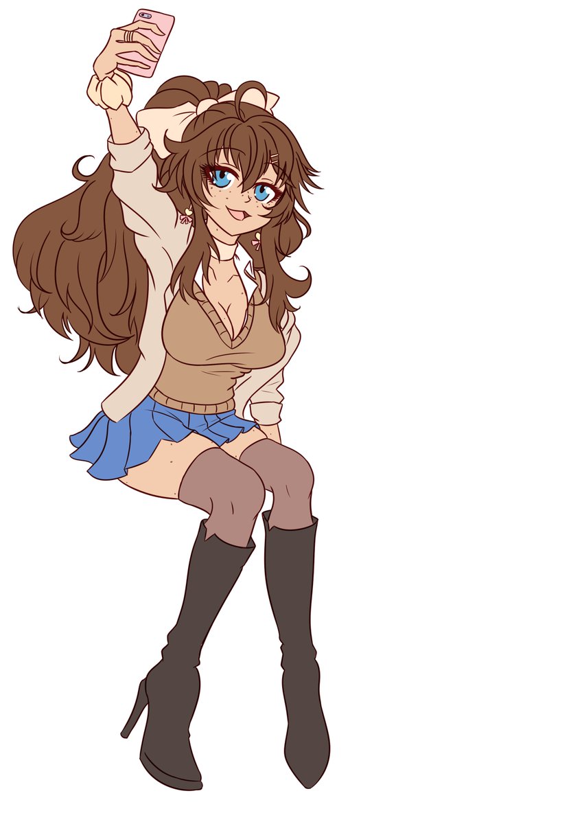 Will 48 Lvs Of Comms Hell Relaxing A Bit With Oc Drawing Emily As A Schoolgirl Wip Lines And Base Colors Done