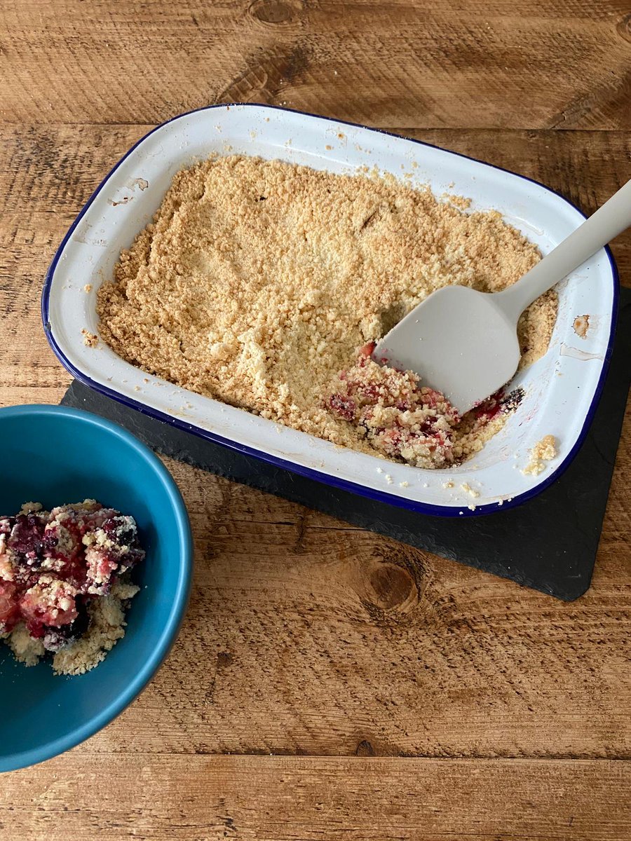 Oh we just had to share these photos, sent to us by 'budding baker' Hugo's Mum and Dad. Hugo hand-picked these apples from our orchard while staying with us. It looks delicious Hugo, you certainly get 'star baker' status from us 🍏🥧 #rowleyfarmholidays #applecrumble #GuestPhoto